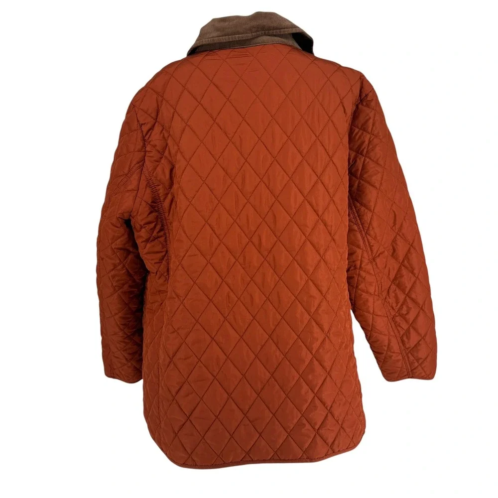 GH Bass Quilted Barn Jacket Womens 2X Burnt Orange Corduroy Collar